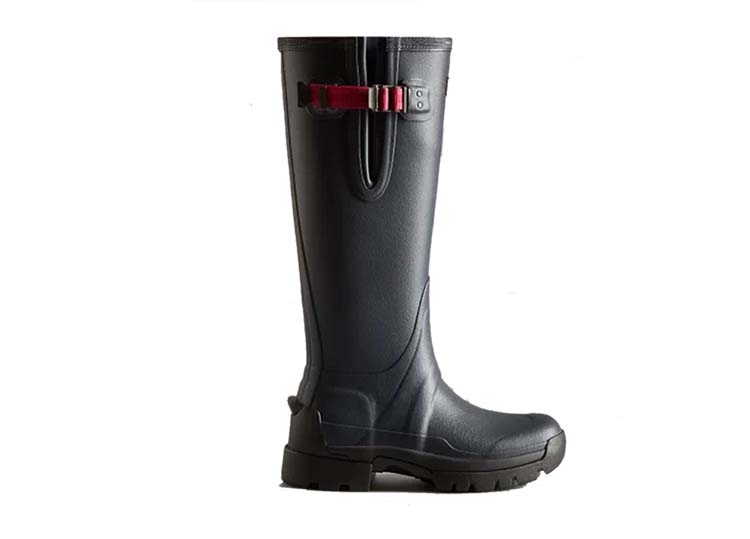 A Hunter Balmoral Neoprene (in profile) wellington boot in grey.